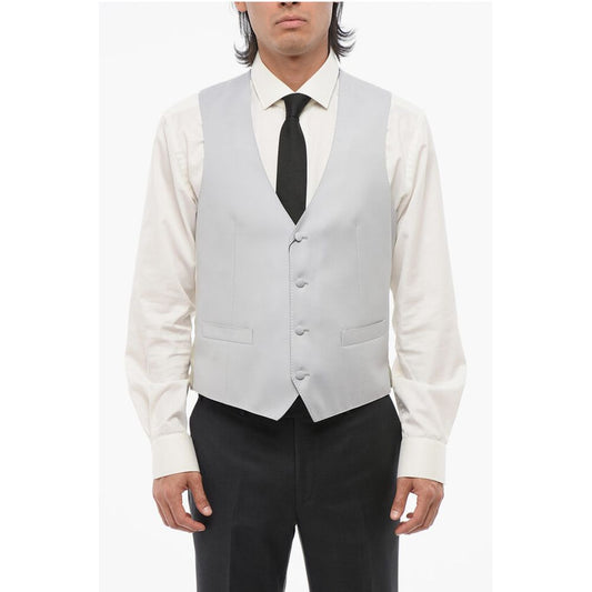 Corneliani 4 Buttons Wool Vest With Jet Pockets