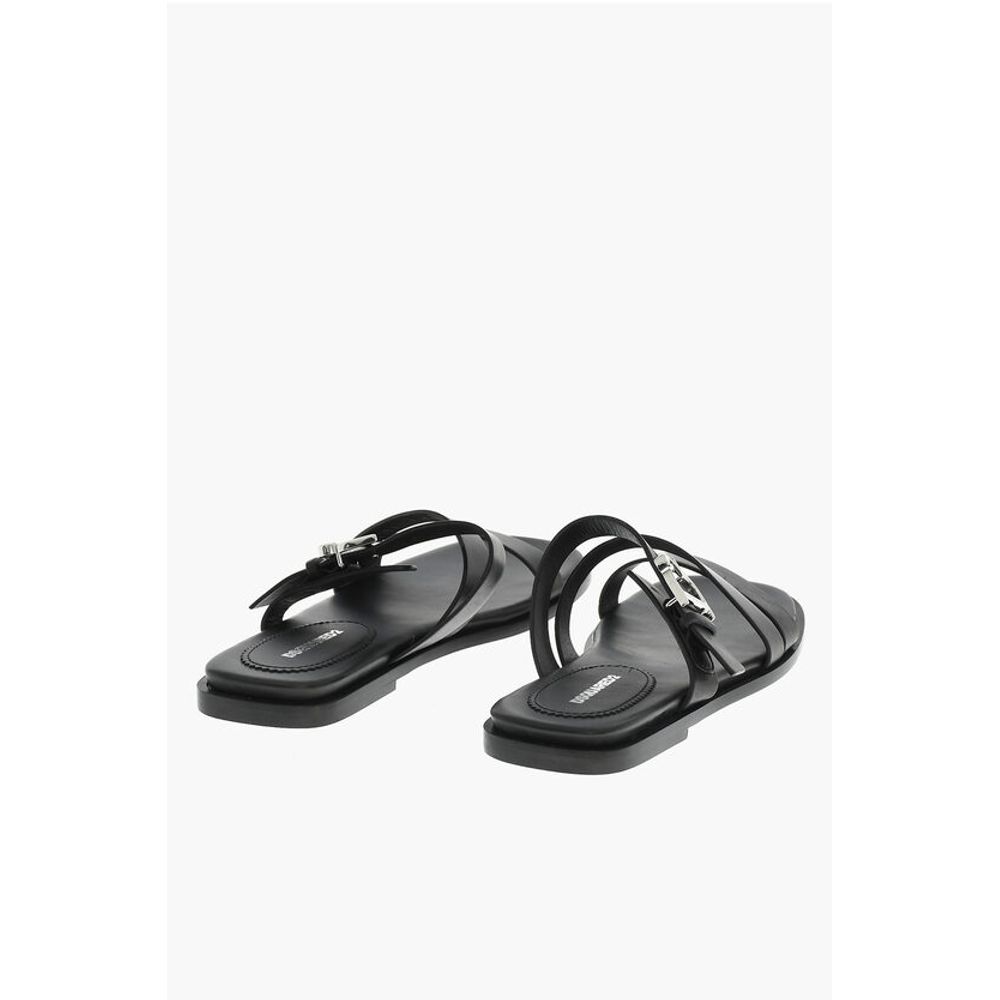 Dsquared² Leather Sandals With Logoed Buckle