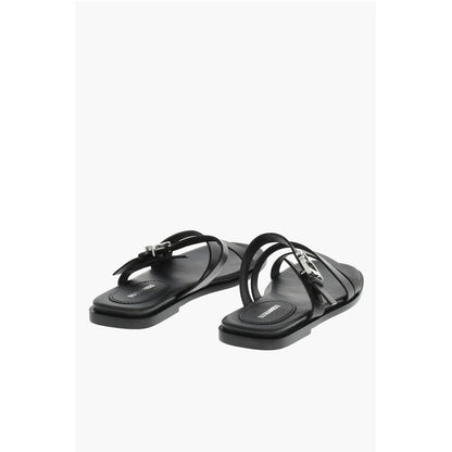 Dsquared² Leather Sandals With Logoed Buckle