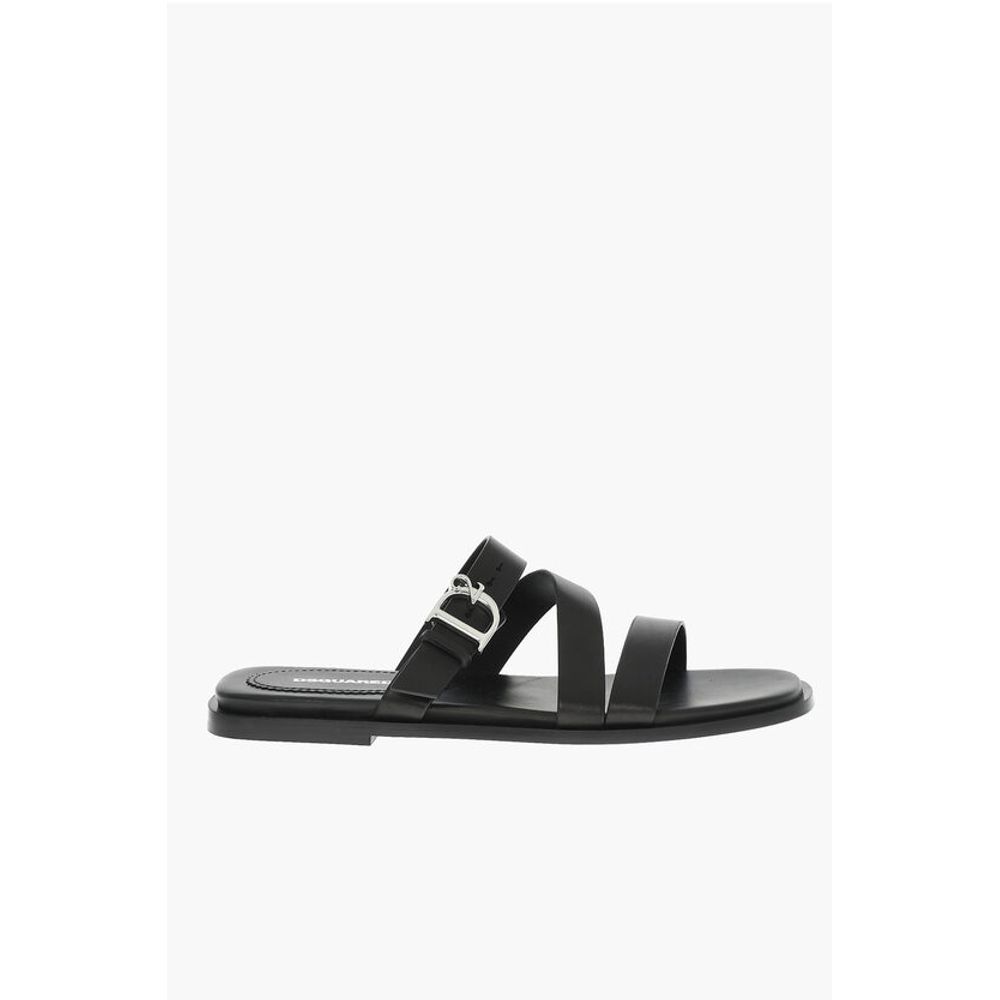 Dsquared² Leather Sandals With Logoed Buckle