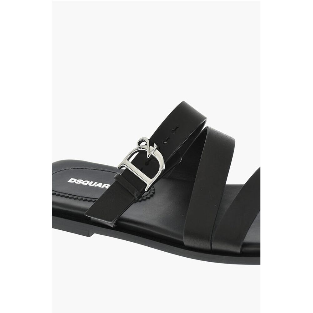 Dsquared² Leather Sandals With Logoed Buckle