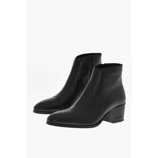 Dsquared² Leather VINTAGE Boots With Brogues Details Heel 6 cm