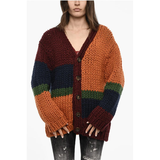 Dsquared² Cable Knit V-Neck Maxi Cardigan