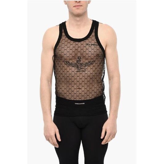 Dsquared² All-Over Monogram Sheer Underwear Tank Top