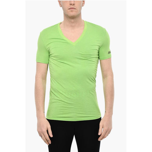 Dsquared² V-Neck Underwear T-shirt with Logo Print