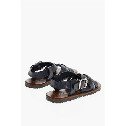 Corneliani Hammered Leather Criss-cross Sandals