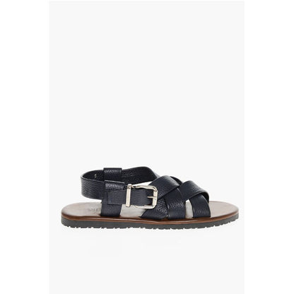 Corneliani Hammered Leather Criss-cross Sandals