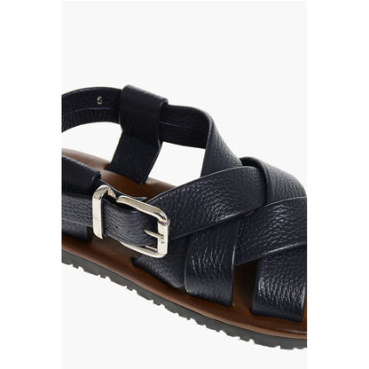 Corneliani Hammered Leather Criss-cross Sandals
