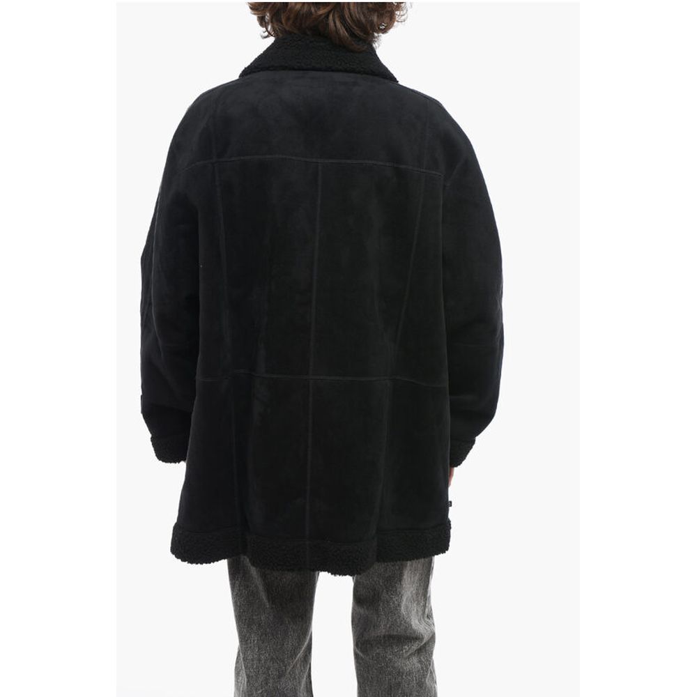Adidas Double-breasted Eco-Shearling Coat with Patch Pockets