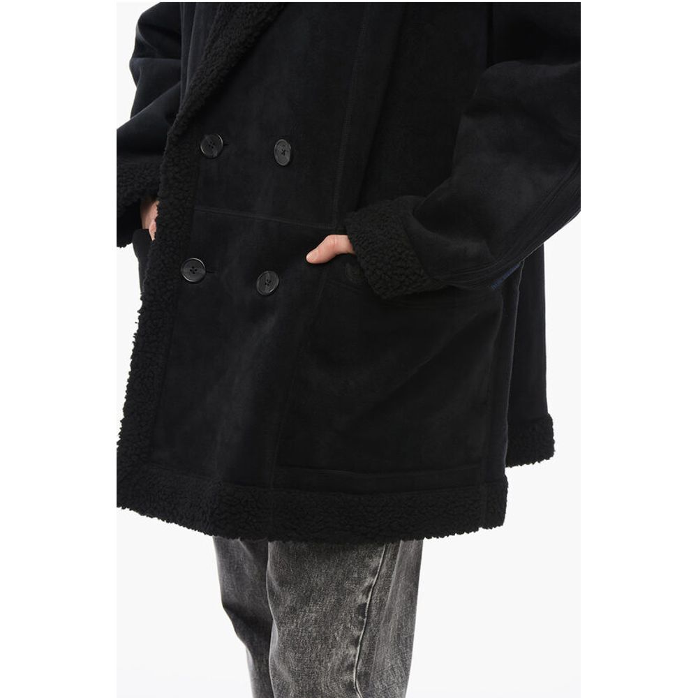Adidas Double-breasted Eco-Shearling Coat with Patch Pockets