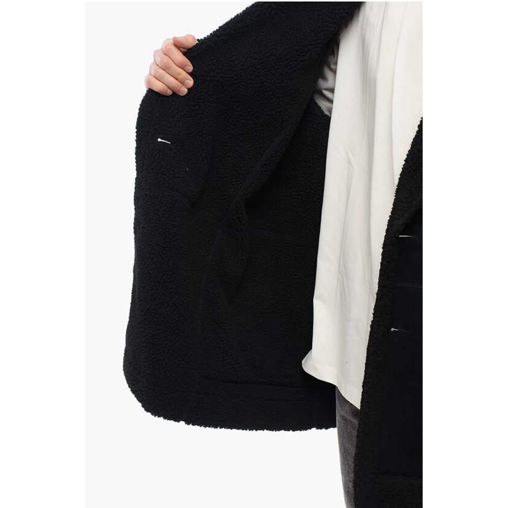 Adidas Double-breasted Eco-Shearling Coat with Patch Pockets