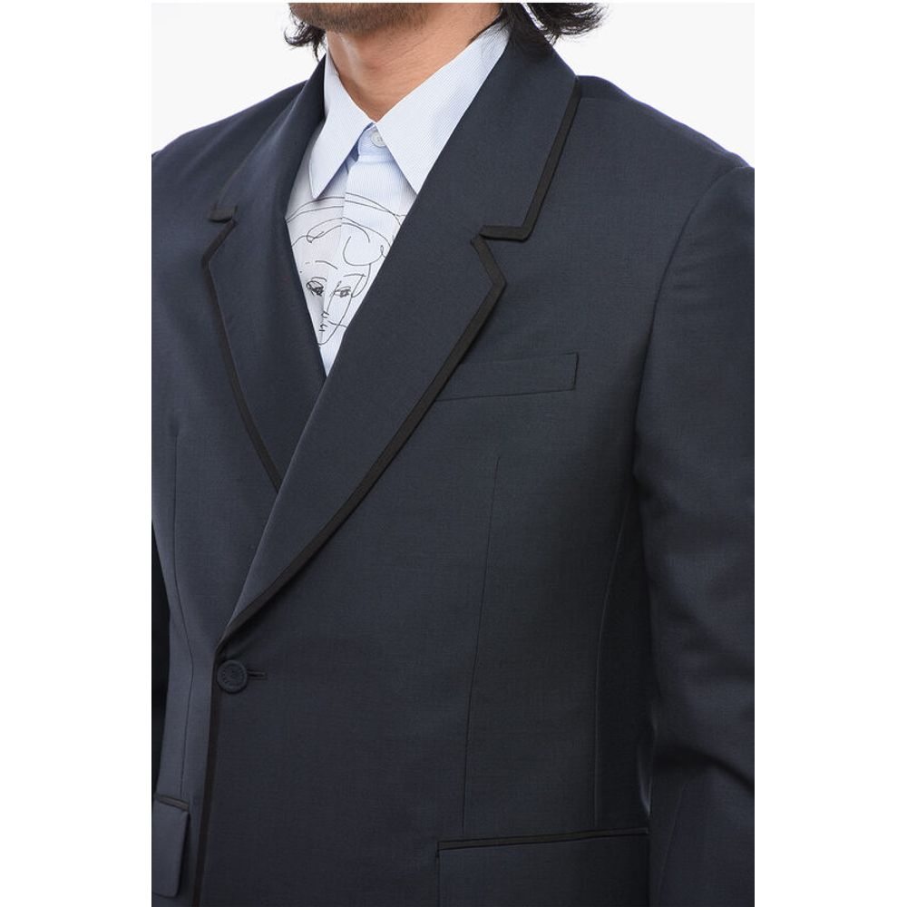 Dior Wool Double Breasted Blazer With Satin Edges