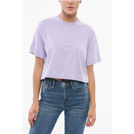 Autry Cropped Crew-Neck T-shirt with Embossed Logo