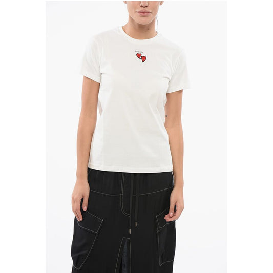 PINKO Cotton Crew-neck TRAPANI T-shirt with Contrasting Hearts