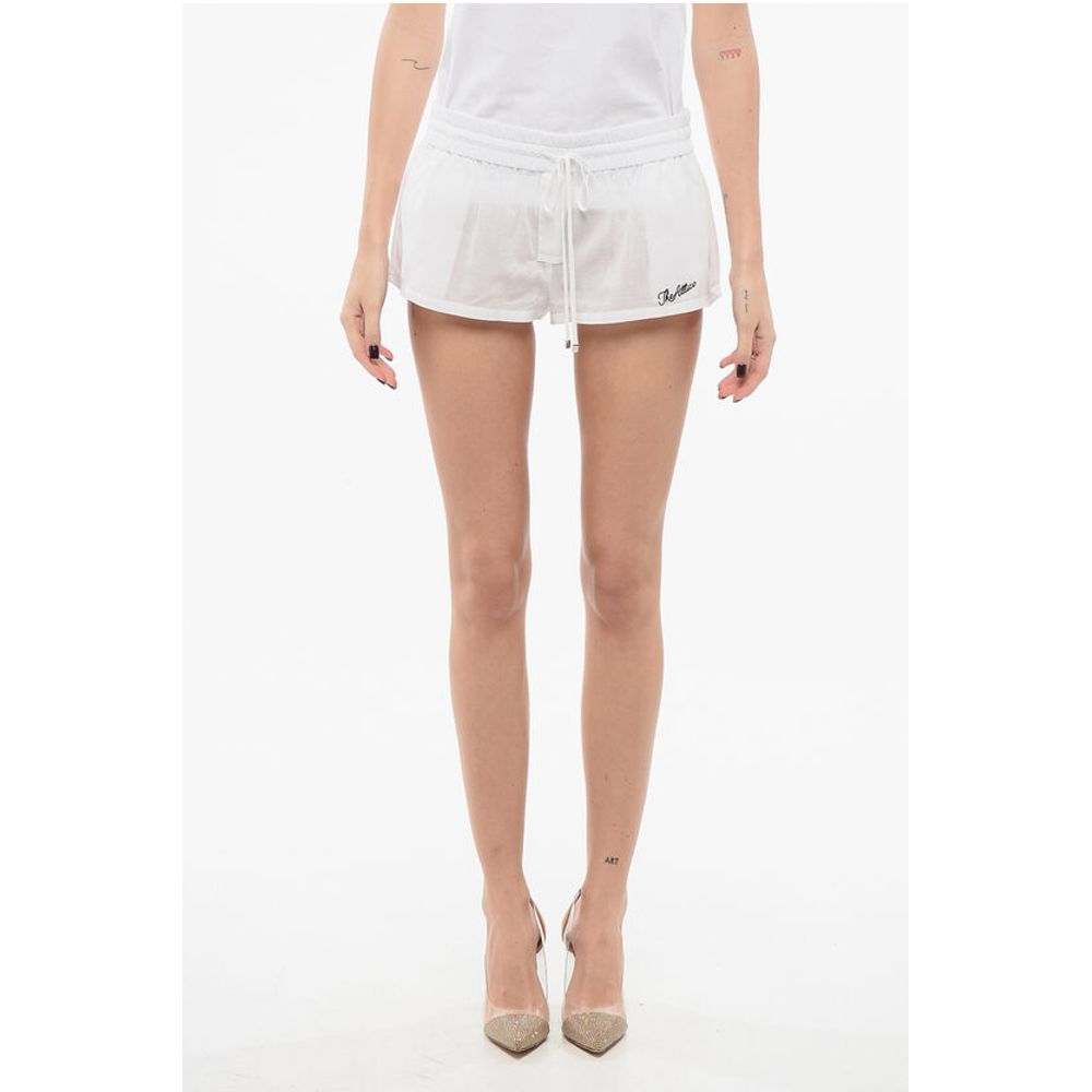 The Attico Lightweight Cotton Shorts with Contrasting Logo