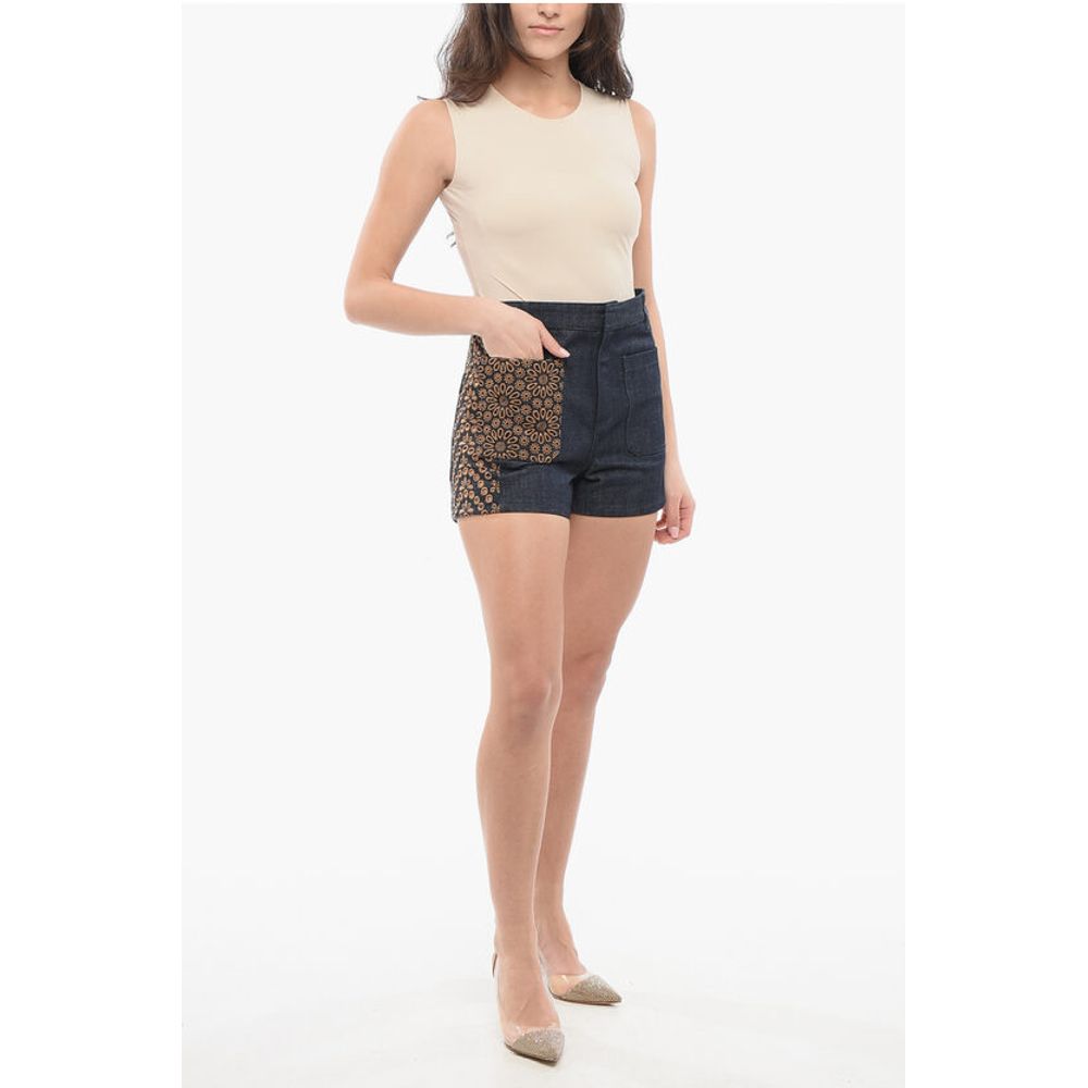 Dior Dark Washed Denim Shorts with Embroideries