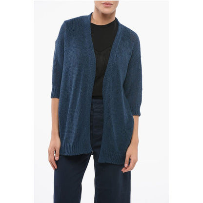 Roberto Collina Short Sleeved Cotton Blend Open Front Cardigan
