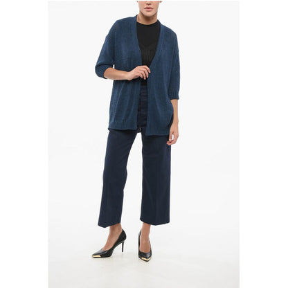 Roberto Collina Short Sleeved Cotton Blend Open Front Cardigan