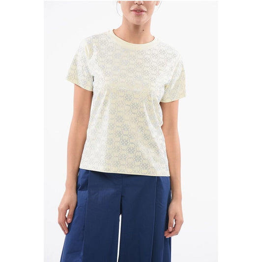 PINKO All-Over Rhinestone Cotton QUENTIN Crew-neck T-shirt