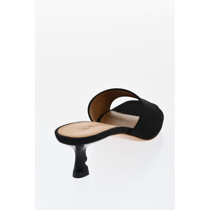 Off-White Open-Toe Linen Blend LOLLIPOP Mules Heel 5 cm