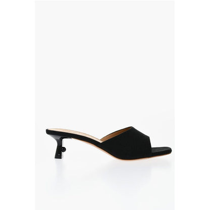 Off-White Open-Toe Linen Blend LOLLIPOP Mules Heel 5 cm