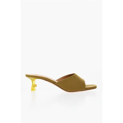 Off-White Open-Toe Linen Blend LOLLIPOP Mules Heel 5 cm