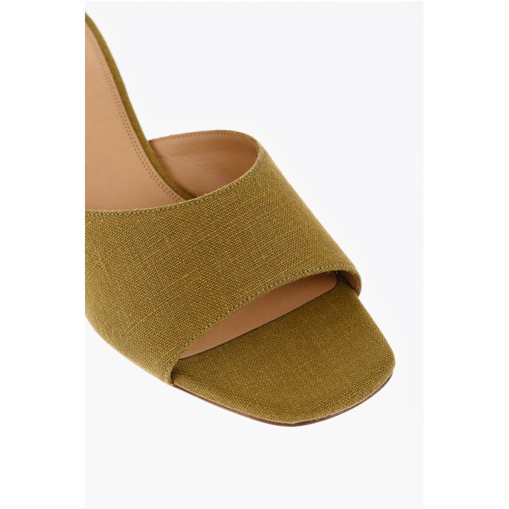 Off-White Open-Toe Linen Blend LOLLIPOP Mules Heel 5 cm
