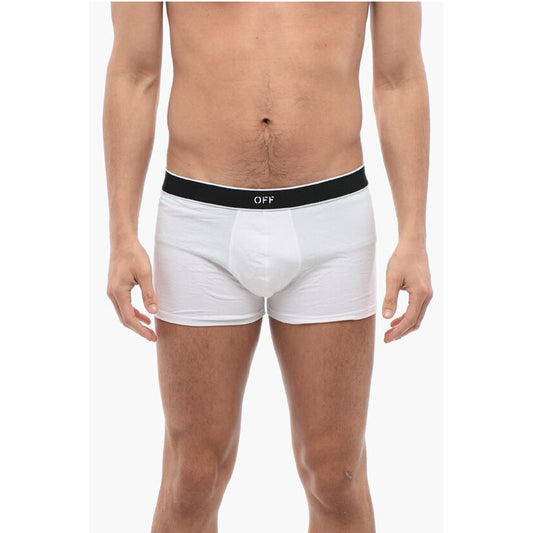 Off-White Set of 2 Stretch Cotton Boxer with Logoed Elastic Band