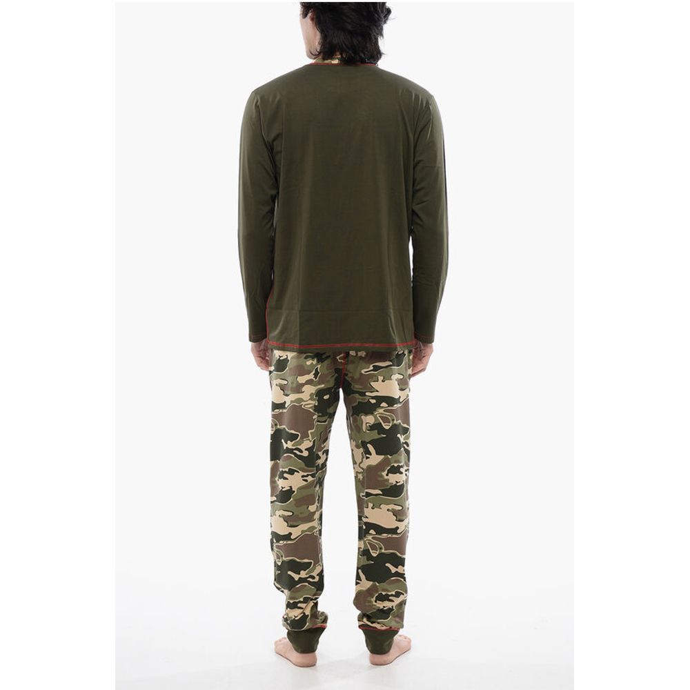 Diesel Stretch Cotton UMSET-WILLIAM Long Pyjamas with Camouflage Pa