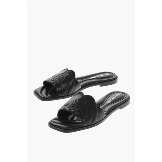 Alexander McQueen Embossed Leather Sliders with Cuir Sole