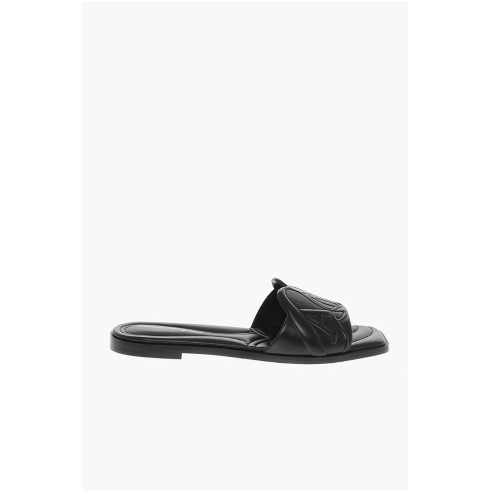 Alexander McQueen Embossed Leather Sliders with Cuir Sole
