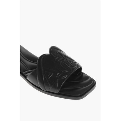 Alexander McQueen Embossed Leather Sliders with Cuir Sole