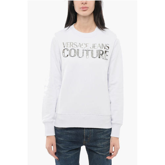 Versace JEANS COUTURE Crew Neck MIRROR Sweatshirt with Lamè Logo