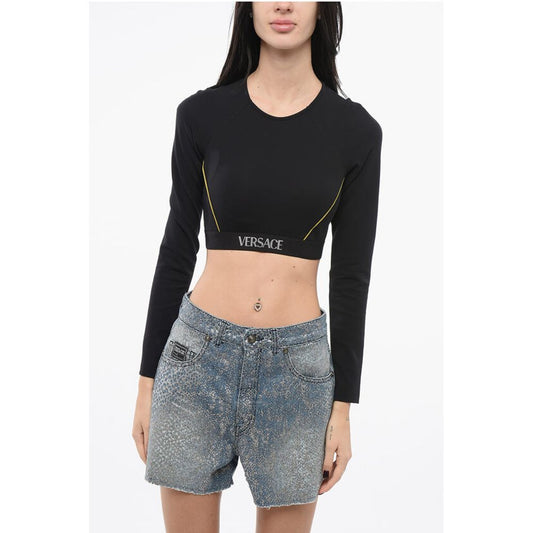 Versace Crop Top with Logoed Band