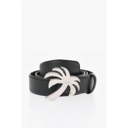 Palm Angels Leather Belt with Palm-Shaped Buckle 35mm