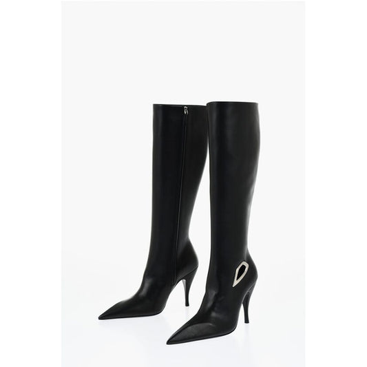 Off-White Leather HIgh Boots With Cut-Out Details Heel 11 cm