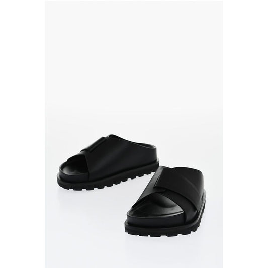 Jil Sander Leather Slides With Strap Closure