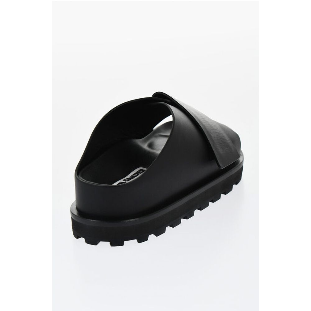 Jil Sander Leather Slides With Strap Closure