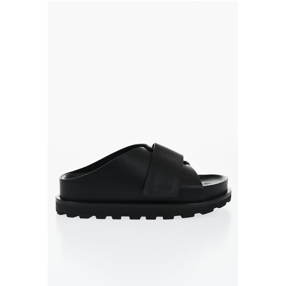 Jil Sander Leather Slides With Strap Closure