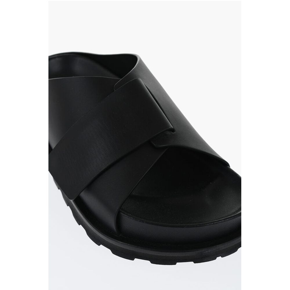 Jil Sander Leather Slides With Strap Closure