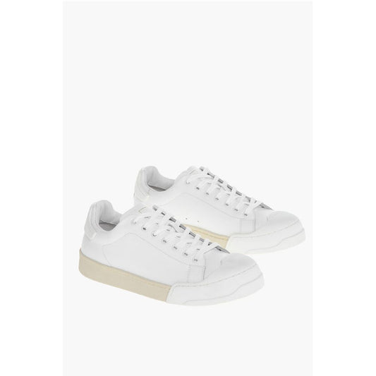 Marni Monochrome Leather Sneakers with Rubber Toe