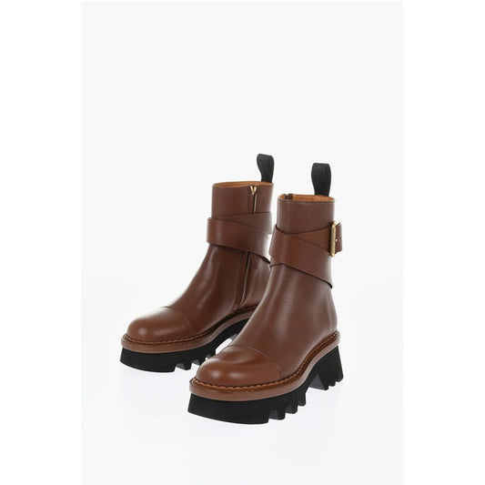 Chloé Leather Boots With Buckle Detail And Tank Sole