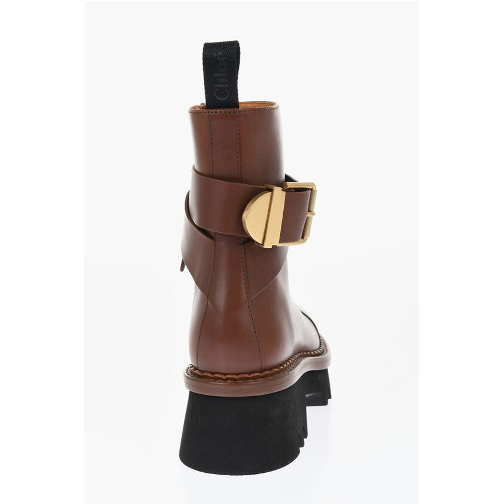 Chloé Leather Boots With Buckle Detail And Tank Sole
