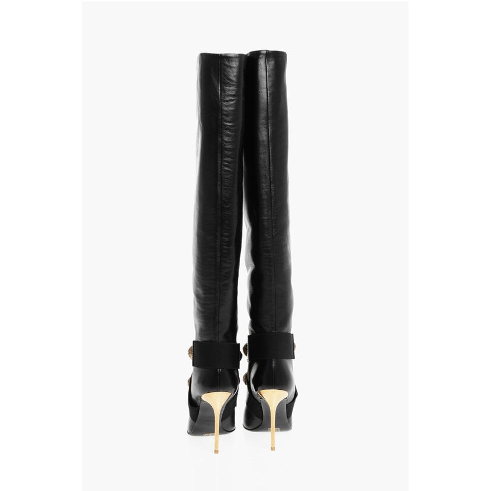 Balmain Leather ALMA Boots with Jewel Buttons