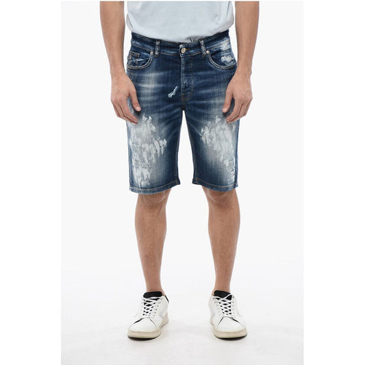 John Richmond Bleached Effect Regular Fit Bermuda Jeans