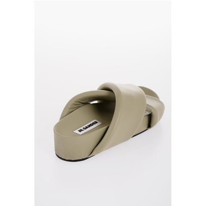 Jil Sander Criss Cross Designed Leather Sandals