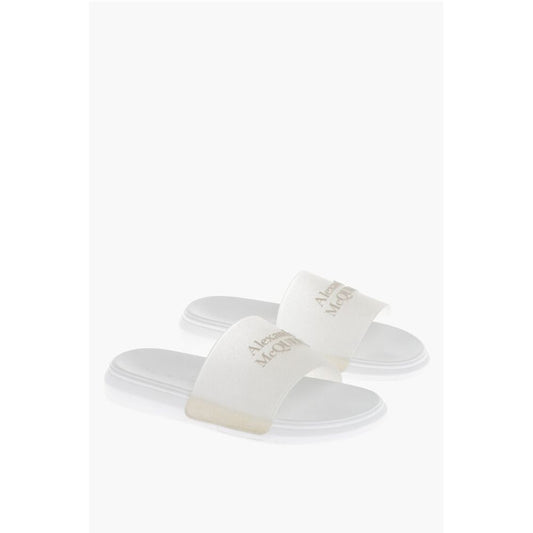 Alexander McQueen Rubber GLITTER TRANSPARENT Sliders with Embossed Logo