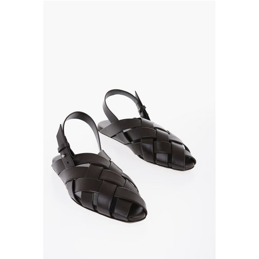 Bottega Veneta Leather SLIPPER ALFIE Slingback Sandals with Woven Motif
