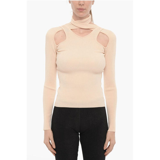 Coperni Solid Color Ribbed Sweater with Cut-Out Details