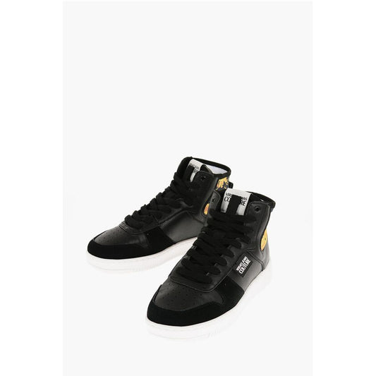 Versace JEANS COUTURE Leather and Fabric MEYSSA High-Top Sneakers wi